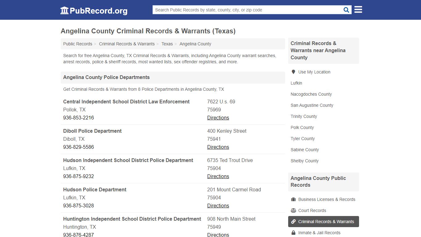 Free Angelina County Criminal Records & Warrants (Texas ...